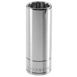 Facom J.LA 3/8" long-reach metric 12-point socket in polished chrome finish for automotive and mechanical use.