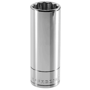 Facom J.LA 3/8" long-reach metric 12-point socket in polished chrome finish for automotive and mechanical use.