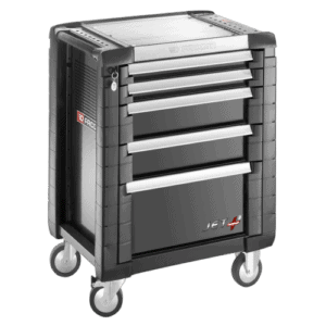 Facom JET+ 5-drawer roller cabinet with three modules per drawer, durable construction, and lockable drawers for workshop organisation.