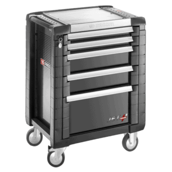 Facom JET+ 5-drawer roller cabinet with three modules per drawer, durable construction, and lockable drawers for workshop organisation.