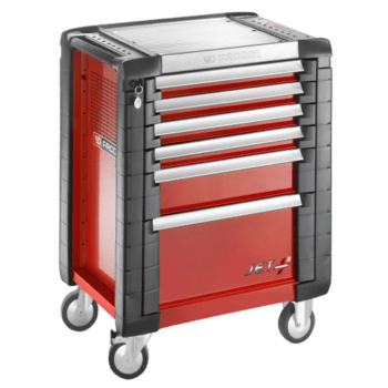 Facom JET+ 6-drawer roller cabinet with three modules per drawer, ideal for workshop storage and organisation.