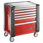 Facom JET+ 6-drawer roller cabinet with red and black finish, ideal for professional tool storage and organisation.