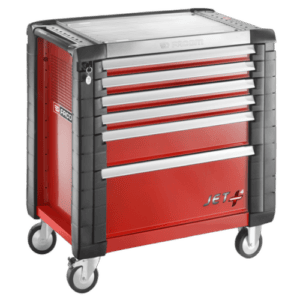 Facom JET+ 6-drawer roller cabinet with red and black finish, ideal for professional tool storage and organisation.