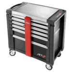 Facom JET+ anti-theft tool chest with multiple drawers and red security bar, ideal for professional workshops.