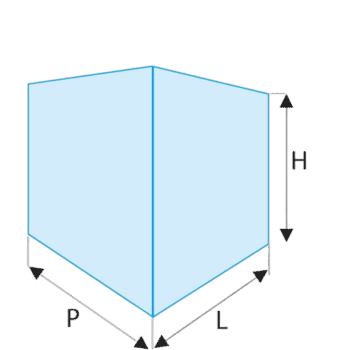 Technical diagram of a cube with labelled dimensions P, L, and H for precise measurements.