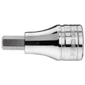 Facom JT 3/8 drive metric bit socket in chrome finish, suitable for automotive and mechanical use.