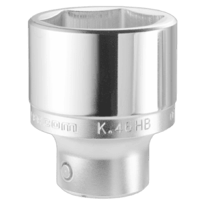 Close-up of a Facom K.19HB 3/4 drive metric 6-point socket in silver finish, highlighting its precision design and branding.