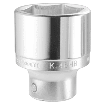 Close-up of a Facom K.19HB 3/4 drive metric 6-point socket in silver finish, highlighting its precision design and branding.