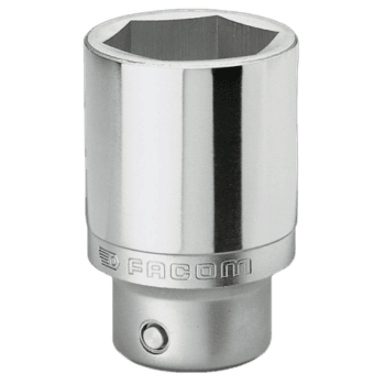 Facom K.LA 3/4 long-reach metric 6-point socket in polished chrome finish for professional automotive and mechanical use.