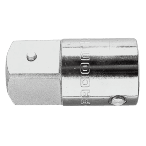 Close-up of a Facom 3/4 to 1 coupler K.232A, metallic and cylindrical, used for pneumatic tools and air hoses.