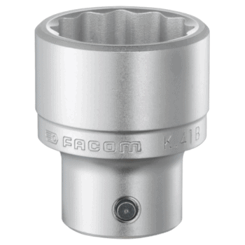 Facom K.B 3/4 drive metric 12-point socket in silver finish, designed for professional automotive and mechanical use.