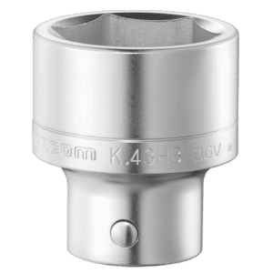 Grand Prix Racewear K.43HB 3/4 drive metric 6-point socket in silver finish, designed for professional automotive and mechanical use.