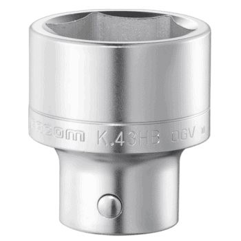Grand Prix Racewear K.43HB 3/4 drive metric 6-point socket in silver finish, designed for professional automotive and mechanical use.