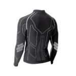 Black Grand Prix Racewear motorcycle jacket with white and grey detailing, designed for racing safety and performance.