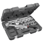 Facom 3/4 6-point socket set in a durable plastic case, ideal for professional automotive and mechanical work.