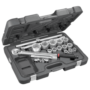 Facom 3/4 6-point socket set in a durable plastic case, ideal for professional automotive and mechanical work.
