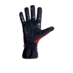 Black and red racing glove designed for motorsport safety and grip, suitable for professional racewear.
