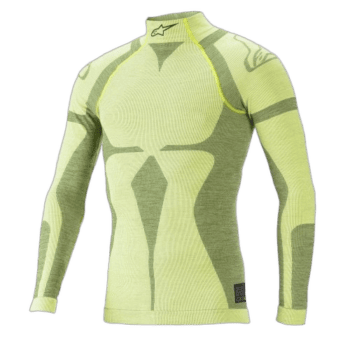 High-performance yellow and grey Grand Prix racing jersey with Alpinestars logo, designed for motorsport enthusiasts and racers.