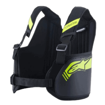 Black and yellow Grand Prix Racewear protective vest with adjustable straps for motorcycle racing safety.