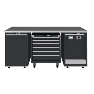 Industrial cabinet module E1 with multiple drawers and compartments for professional storage solutions.