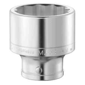 Facom 1 drive 12-point socket M.65B for automotive and mechanical use, high-quality chrome finish.
