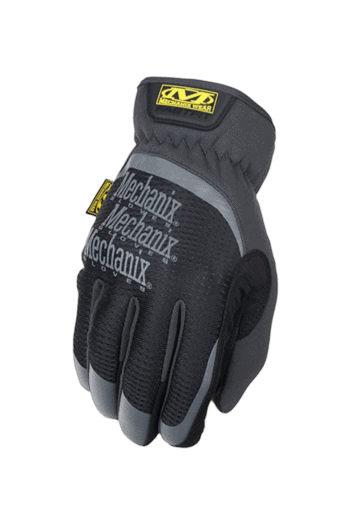 Mechanix racing glove with black, grey, and yellow design, ideal for motorsport safety and grip.