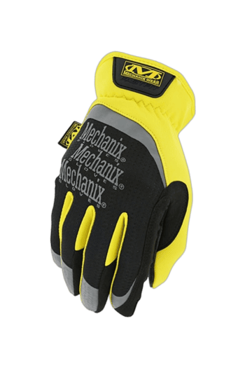 Yellow and black Mechanix Racewear racing glove for motorsport safety and performance.