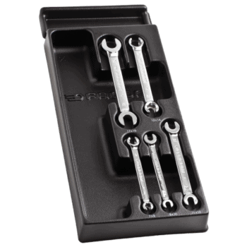 Set of five Facom flare nut wrenches in a black plastic case, ideal for automotive and plumbing applications.