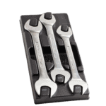 Set of three Facom open end wrenches in large size module MOD.44-2 with black and silver finish, displayed in a black plastic case.