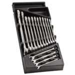 Set of Facom combination wrenches in a thermoformed and foam tray, featuring various sizes for professional use.