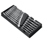 Set of Facom combination wrenches in thermoformed tray, professional tool storage.