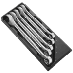Set of Facom 5 OGV combination wrenches in large size module MOD.440-2XL, displayed in a black storage case.