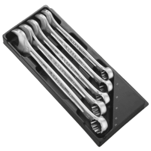 Set of Facom 5 OGV combination wrenches in large size module MOD.440-2XL, displayed in a black storage case.