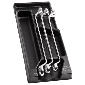 Set of Facom 3 ring wrenches MOD.55-2 in a black plastic case, ideal for professional mechanical tasks.