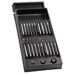 Facom 20 drive bits module MOD.E20L with various screwdriver bits in a black plastic case.