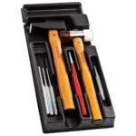 Facom impact tools module with hammers, chisels, and a mallet in a black case for professional use.
