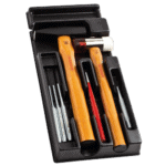 Set of Facom impact tools including hammers and chisels in a black case, suitable for professional impact work.