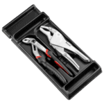 Set of two adjustable pliers in a black case, ideal for professional and DIY use, featuring ergonomic handles and durable construction.