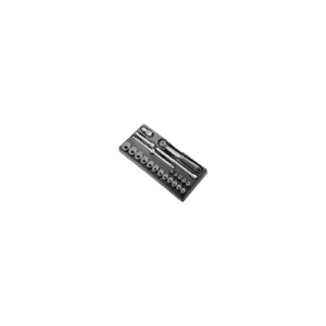 Facom 1/2 inch 12-point sockets module in a compact black case with various socket sizes and a ratchet handle.