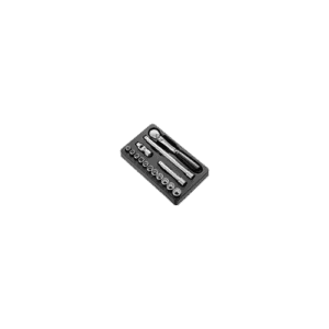 Facom 1/2 inch 12-point sockets module in a black plastic case with various sockets and accessories.