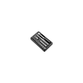 Facom 1/2 inch 12-point sockets module in a black plastic case with various sockets and accessories.