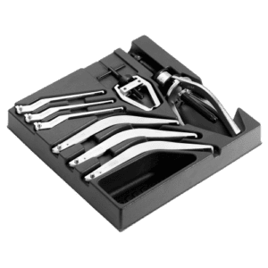 Facom Puller module MOD.U306 set with various tools for automotive and mechanical work in a black foam-lined case.