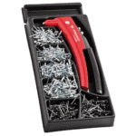 Facom Riveting Module MOD.Y105 with assorted rivets and a red rivet gun in a black storage case.