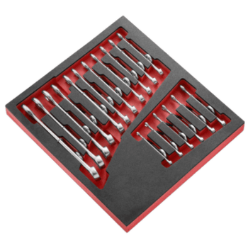 Set of Facom foam module of 17 OGV combination wrenches 6 to 24 mm in a foam-lined case for professional use.