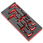 Set of Facom foam modules for 6 T hex keys in a custom foam insert, ideal for tool organisation and storage.