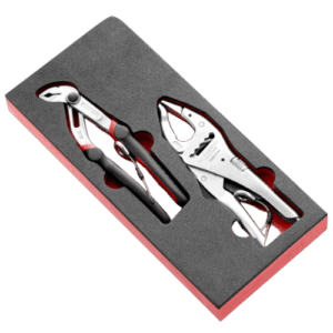 Facom foam module for 2 pliers with black and red handles in custom foam insert.