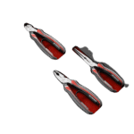Set of three Facom foam handle pliers with red and black grips, including a wire cutter, slip joint, and needle nose pliers.