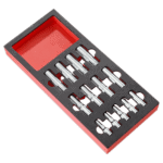 Facom long-reach 6-point socket set in foam tray for automotive and mechanical use.