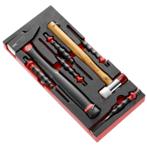 Facom impact module set with hammer, chisel, and accessories for professional use.