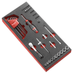 Facom 46-piece 1/4 metric 6-point socket set with foam organiser for easy storage and access.